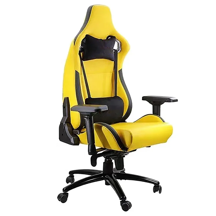 Esports Gaming Chair - # Yellow And Black PVC Racing