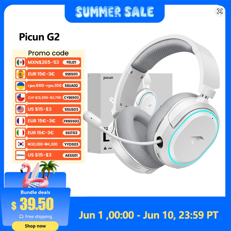 Gaming Headset 7.1 - Picun G2 2.4GHz Bluetooth Wireless Gaming