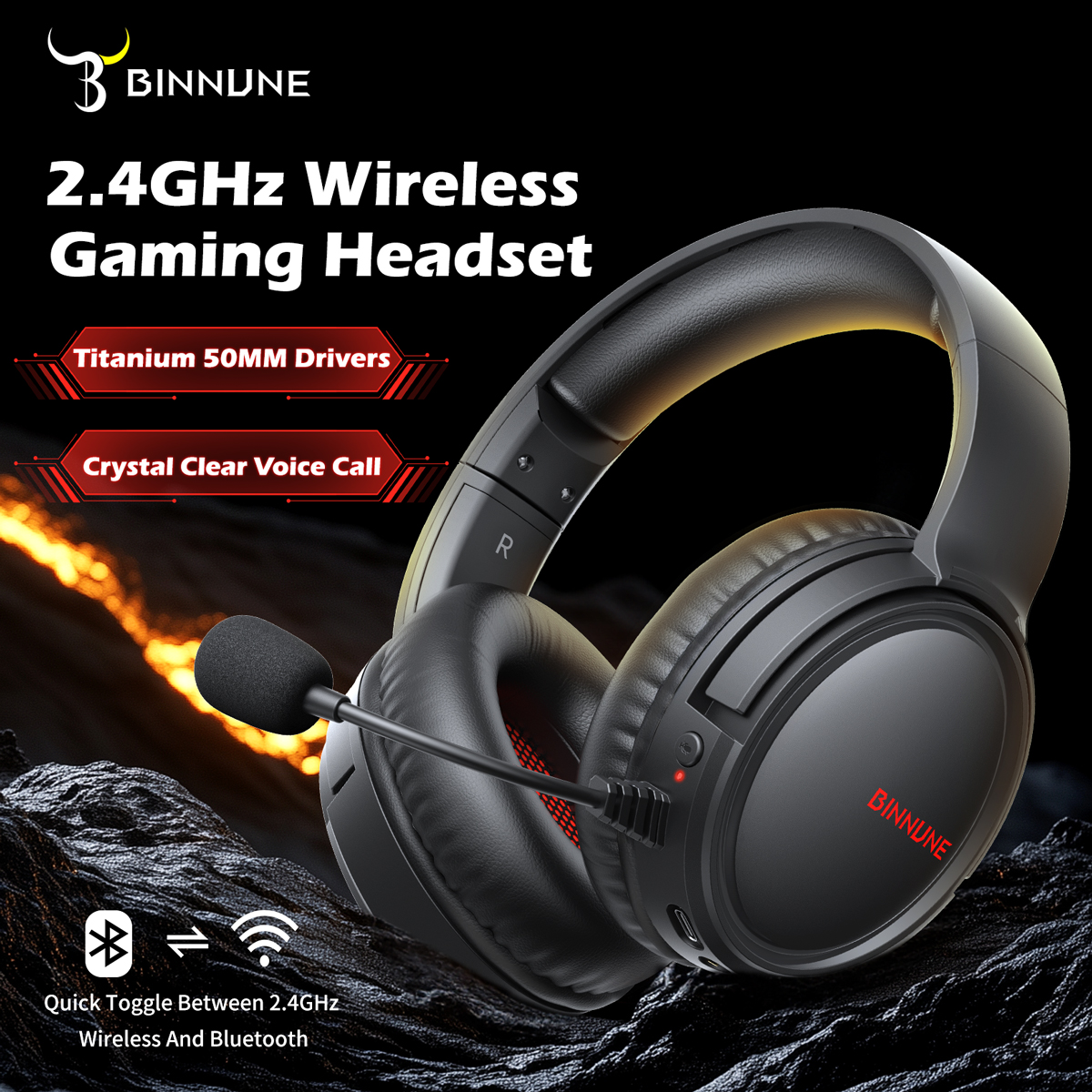 BINNUNE BW02 Wireless Gaming H - Gaming Headset 7.1 บทวิจารณ์และราคา