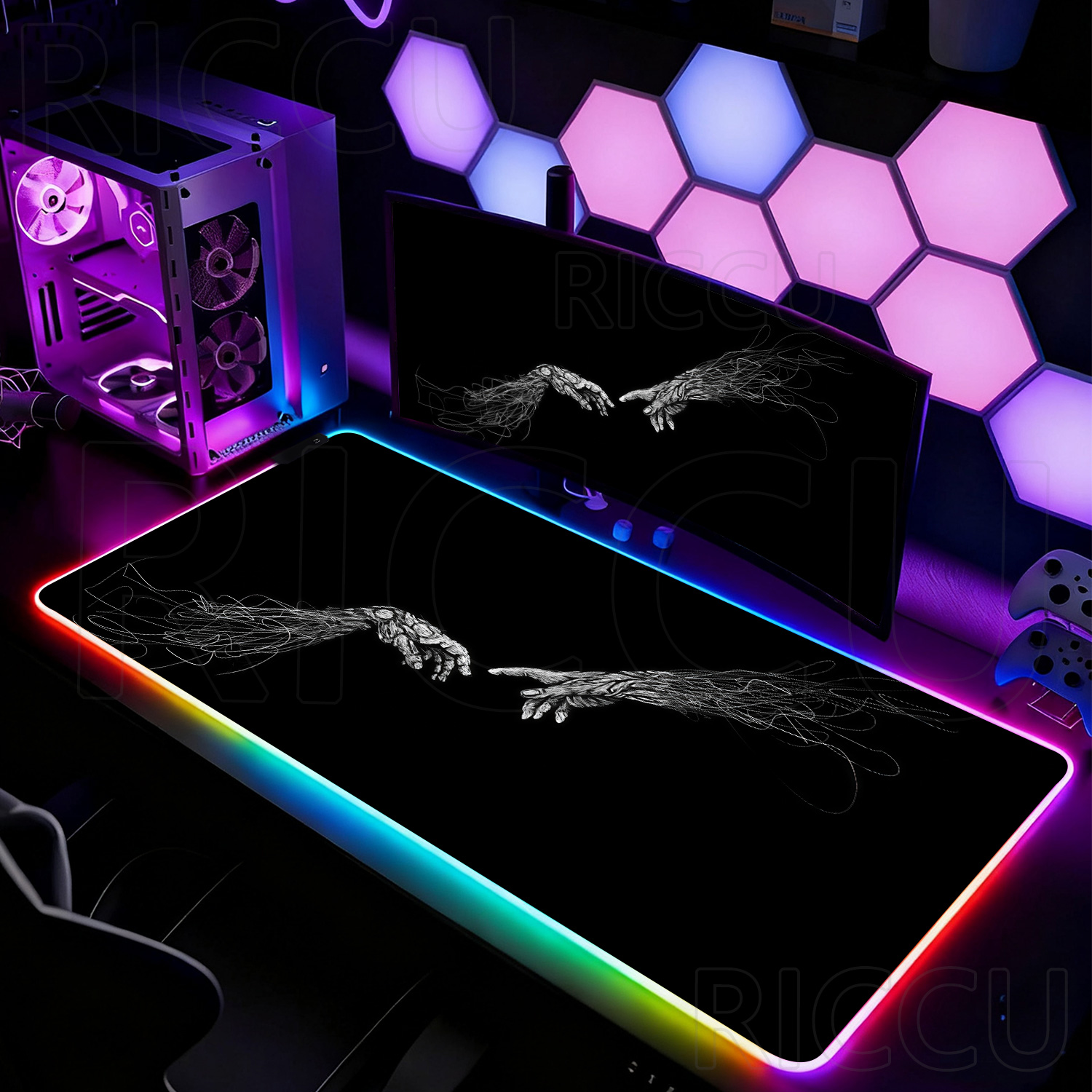 RGB XXL HD Large Black White G - Esports Gaming Setup บทวิจารณ์และราคา