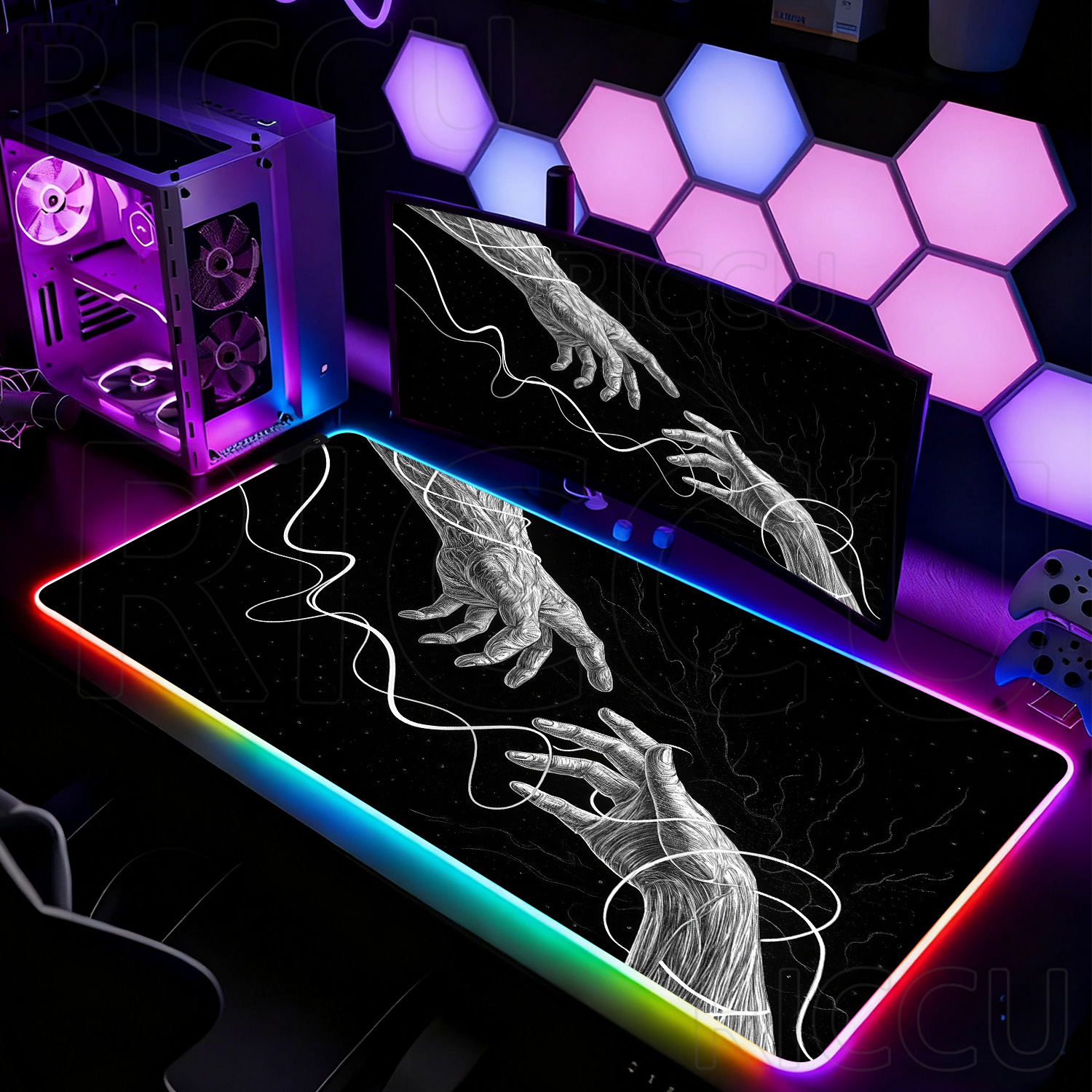 RGB XXL HD Large Black White G - Esports Gaming Setup บทวิจารณ์และราคา